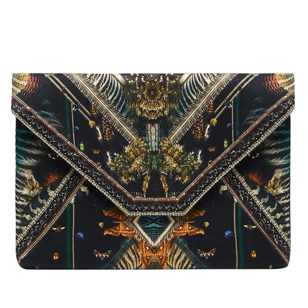 CAMILLA *Maternal Instinct* silk print embellished envelope clutch bag